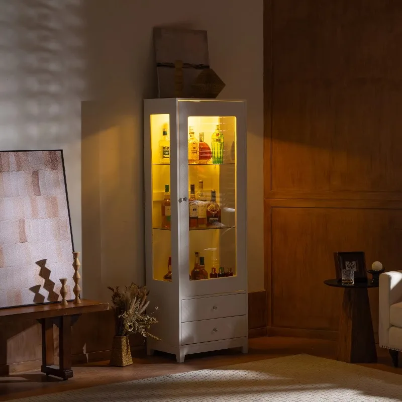 Freestanding padded display cabinet, glass door cabinet with padded glass door