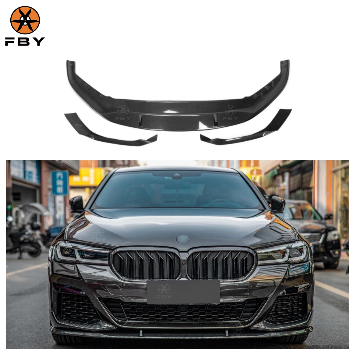 

MP Style Carbon Fiber Front Bumper Lip For BMW 5 Series G30 LCI 2020-2023 Carbon Fiber Body Kir
