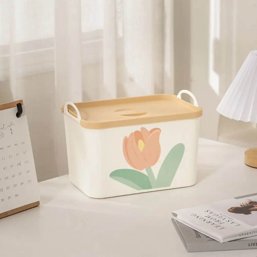 

With Lid Tulip Hand-held Storage Box Exquisite Multi-function Wardrobe Box Dust-proof Portable Storage Case Snack Toy