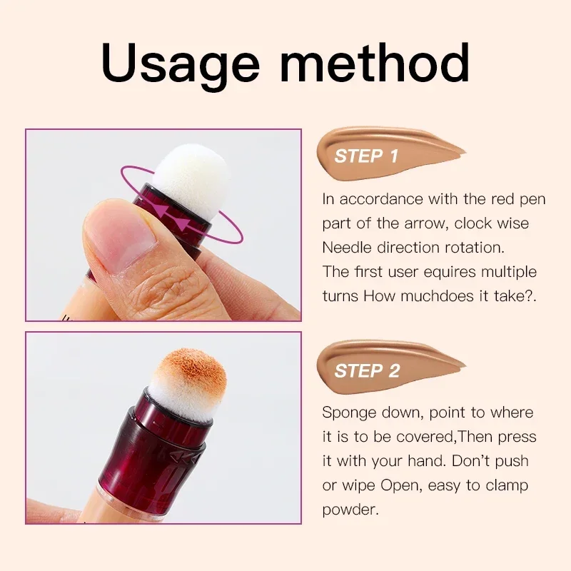 Neuer Schwammkopf-Concealer für Augenringe, Sommersprossen, Akne, Pigmentierung und Hautunreinheiten, langanhaltende, feuchtigkeitsspendende flüssige Grundierung