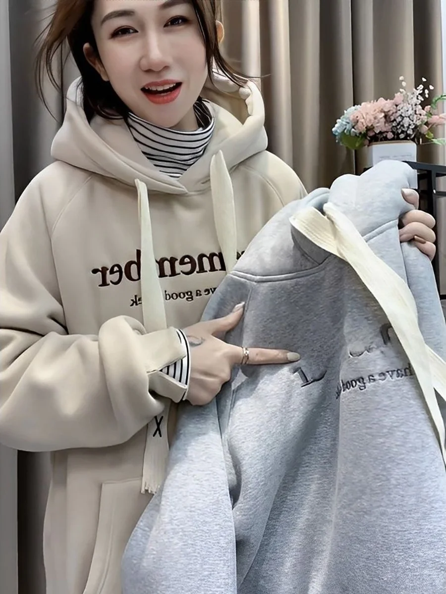 

Толстовка больших размеров Thiened Fce с высоким воротником, женская свободная полосатая верхняя одежда, модная осенне-зимняя повседневная одежда