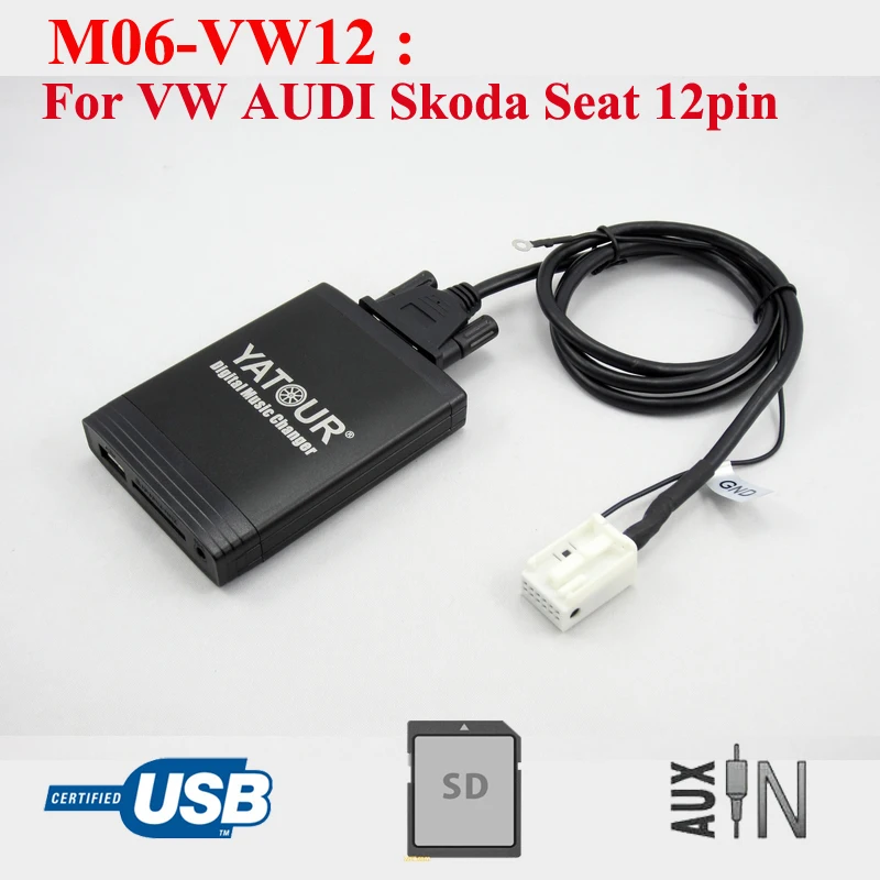 Radioodtwarzacz samochodowy Yatour USB SD Bluetooth emulator MP3 do wtyczki Skoda Super B Octavia 12pin
