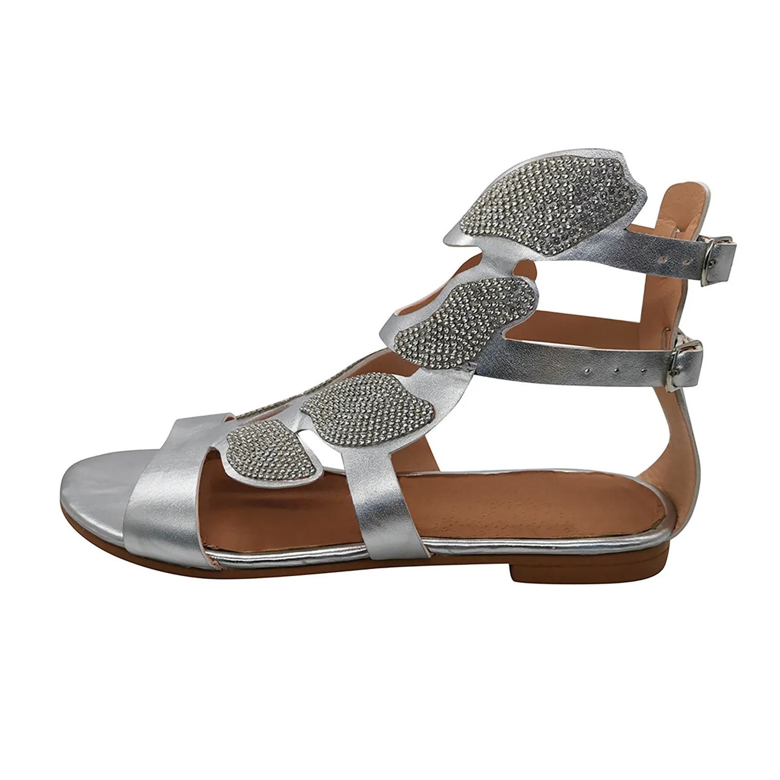 Low Heel Rhinestone Open Toe Comfortable breathable Ladies Sandals Fashion Square Heels Buckle Strap Women Shoes