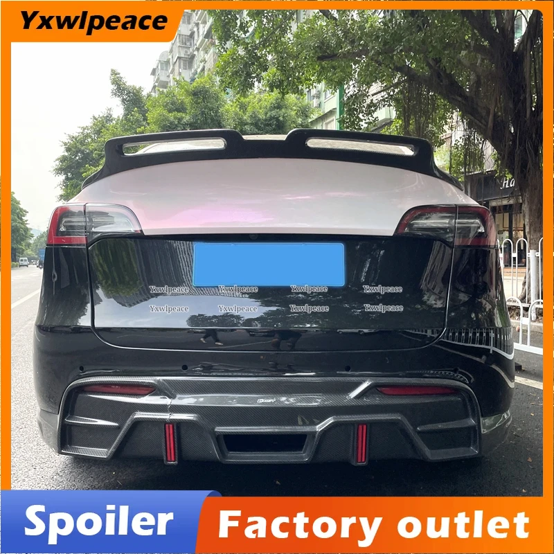 Real Carbon Fibrer Rear Trunk Lip Spoiler Body Kit Accessories For Tesla Model Y 2020 2021 2022