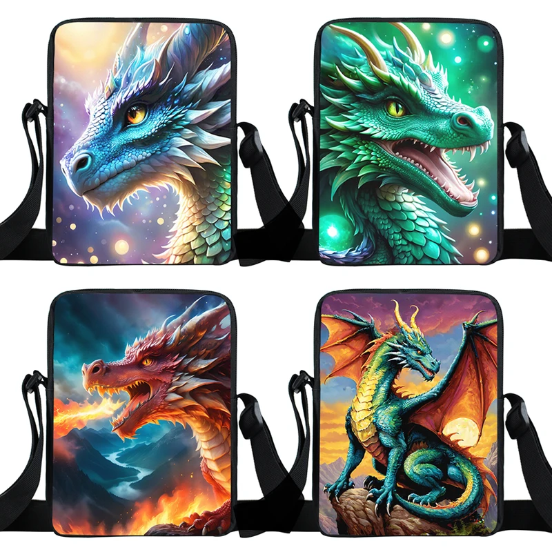 

Colorful Fantasy Dragon Crossbody Bag Watercolor Western Dragons Galaxy Shoulder Bags Messenger Bags Storage Bag for Travel