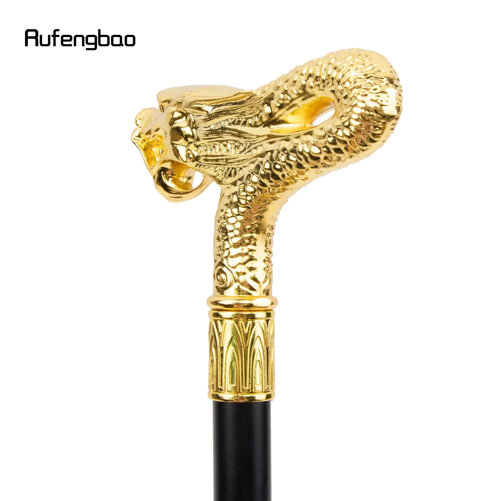 Golden Dragon Head Fashion Walking Stick Decorative Stick Cospaly Vintage Party Fashionable Walking Cane Crosier 92cm