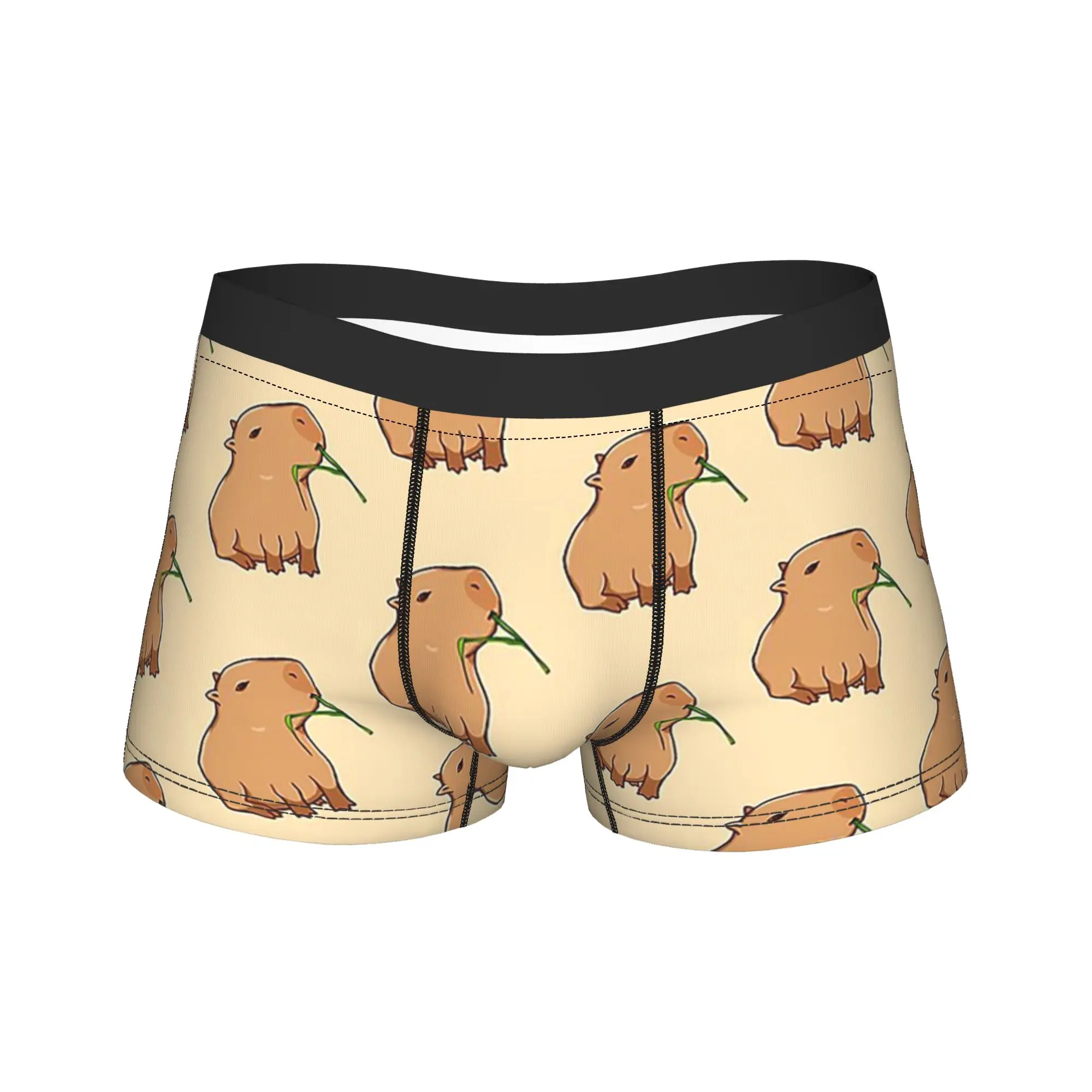 

Men Capybara Leaf Eat your Greens Boxer Briefs Shorts Panties Polyester Underwear Animal Lover Homme Funny Plus Size Underpants