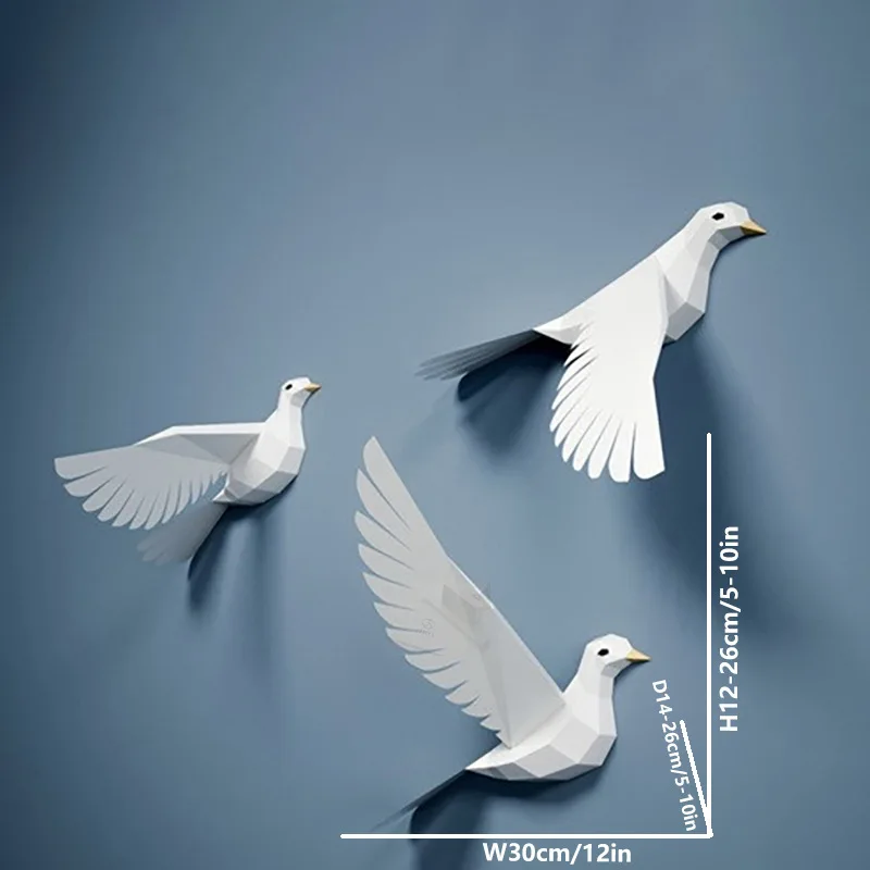 

DIY Geometric Paper Model of 3 Peace Doves - Wall Art Decor for Backdrop & Home, Educational Fun Craft for Adults & Kids