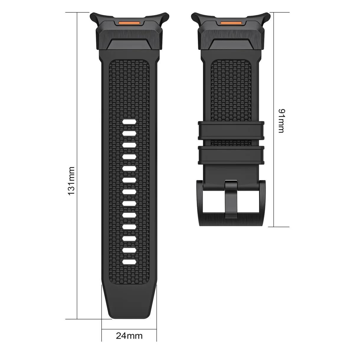 Rubber Strap for Samsung Galaxy Watch Ultra 47mm Sport Band Stainless Steel Connector for Galaxy Watch 7 Ultra No Gaps Bracelet