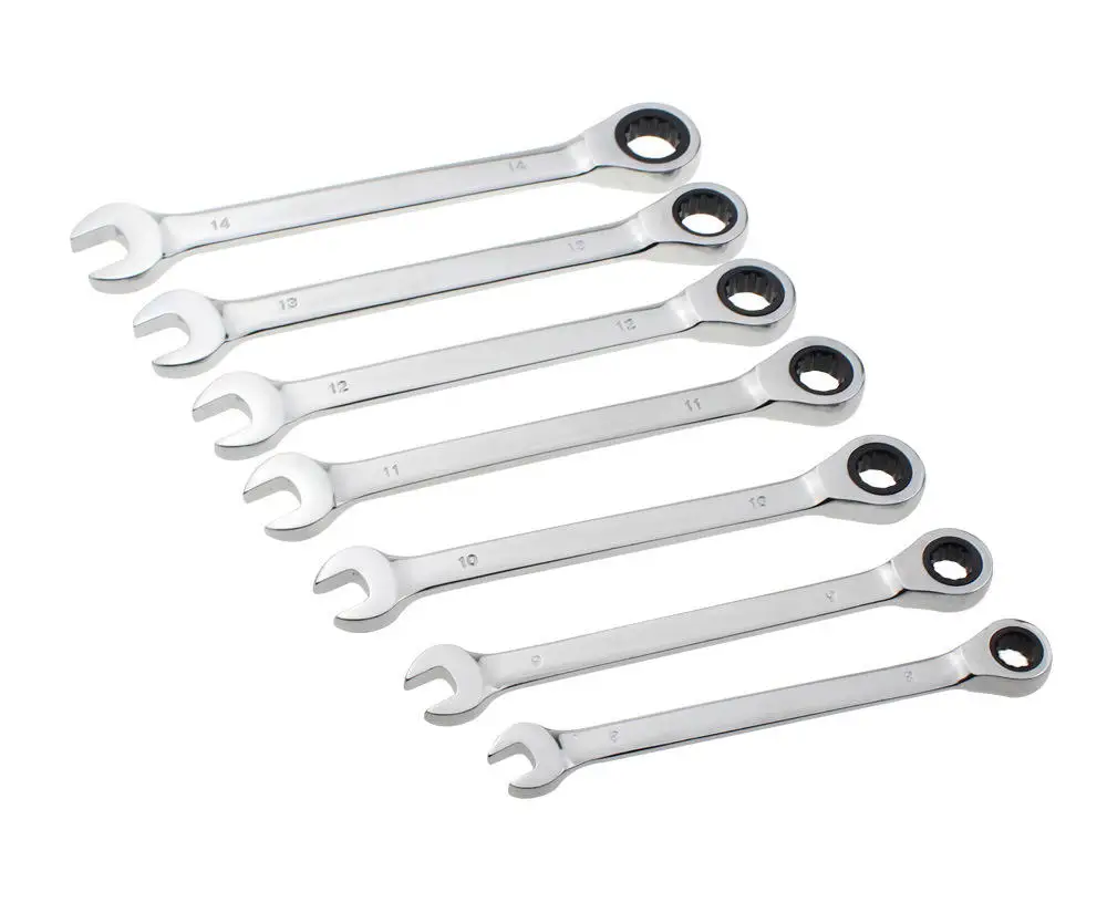 Vanadium Steel Wrench Set 12 Piece Manual Ratchet Custom Size Chrome
