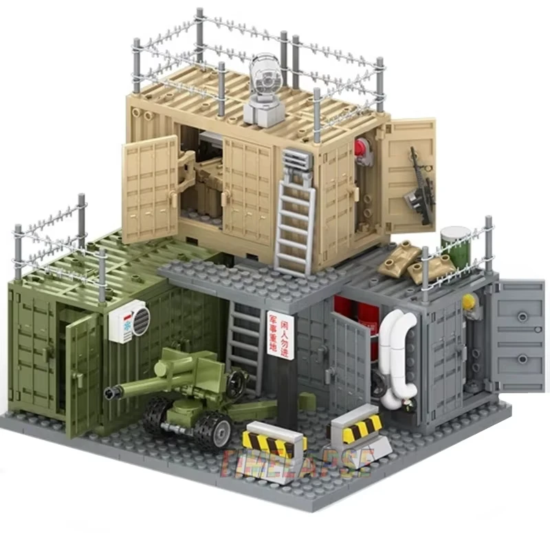4 In 1 Modular Military Container MOC Building Blocks Set Armory Equipment Scene DIY Assembly Bricks Me Collectible Display Hobb