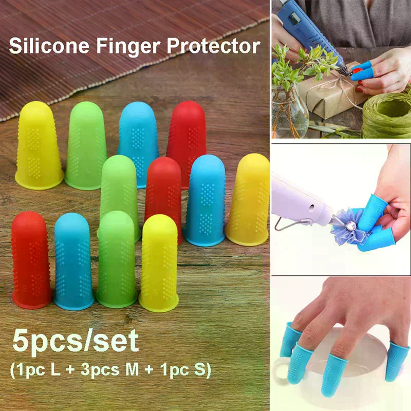 Anti-cut Heat Resistant Silicone Fingers Protector Cover Anti-slip Cover 5pcs