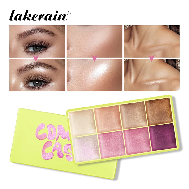 Surligneur crème 8 couleurs et Palette de contour pour les yeux, le visage, les reflets, le fard à joues et le contour pour répondre à diverses besoins de maquillage