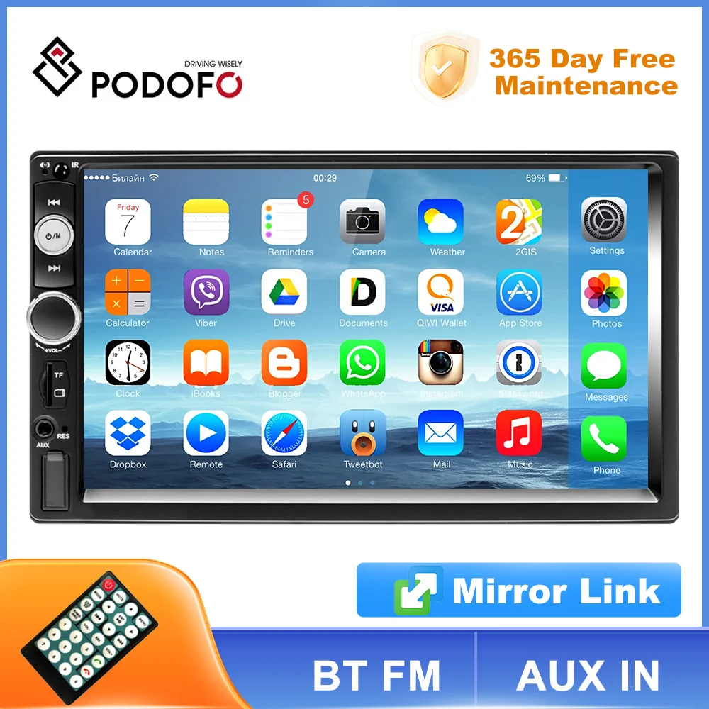 Podofo 2 din Car Radio 7