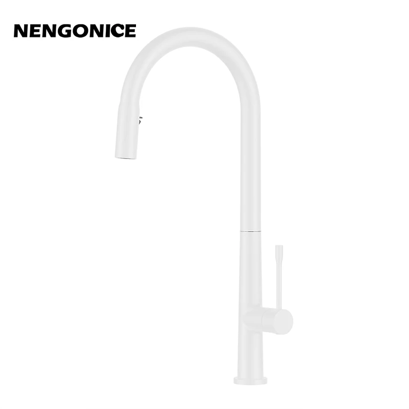 nengonice Kitchen faucet Pull Out Cold and Hot mixer tap Black White water Single Holder faucet kitchen sink faucet