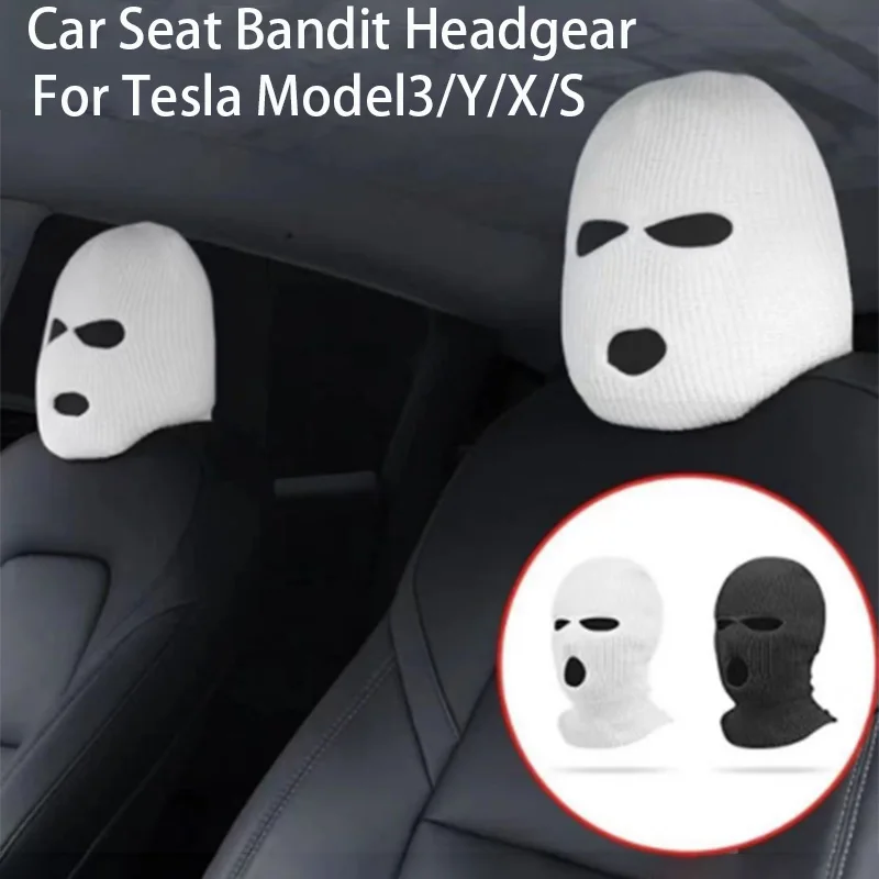 For Tesla Model Y/X/S/3 Car Seat Personality Funny Bandit Headgear Street Pranks Sentinel Decoration Hat Interior Accessories