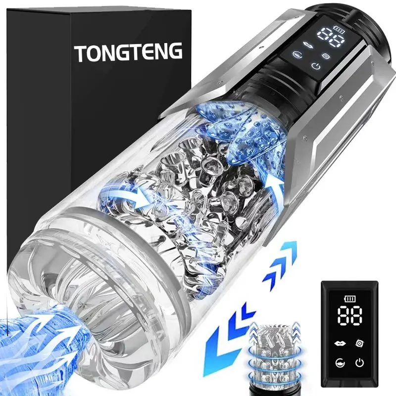 Male Automatic Masturbator Cup Penis Pump 7 Thrusting Rotating Vibrating Sucking Licking Modes Pussy Blowjob Sex Toys For Men