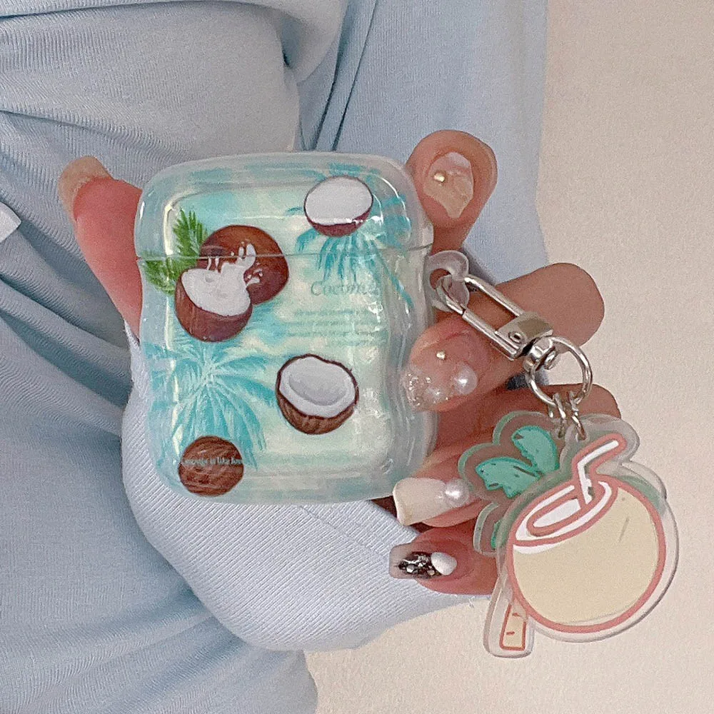 Чехол для Airpods Pro 2, INS, летний чехол из свежего кокосовой пальмы для Airpods 1, 2, 3, защитные аксессуары для наушников, чехлы с подвеской