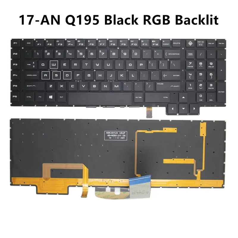 New US RU AR for HP Omen 17AN 17-AN TPN-Q195 17CB 17-CB C144 English Backlit Laptop Keyboard