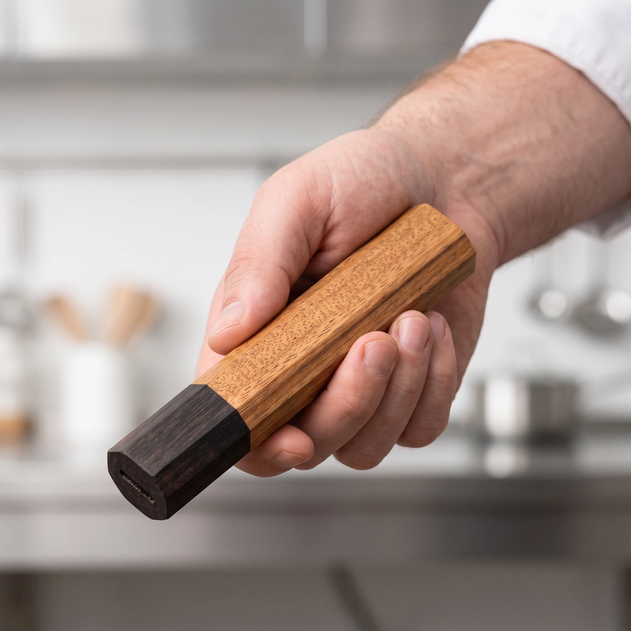 Octagonal Wooden Kitchen Knife Handle Replacement, Rosewood  Ebony Spliced Japanese Chef Knife Grip Hand Polished Hardwood