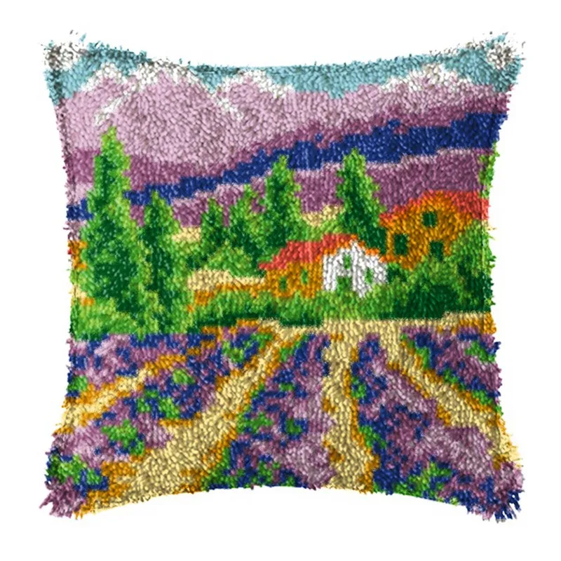 Scenery Series Cushion Smyrna Button Package Sunset Latch Hook Throw Embroidery Pillow Foamiran For Needlework Pillow Embroidery
