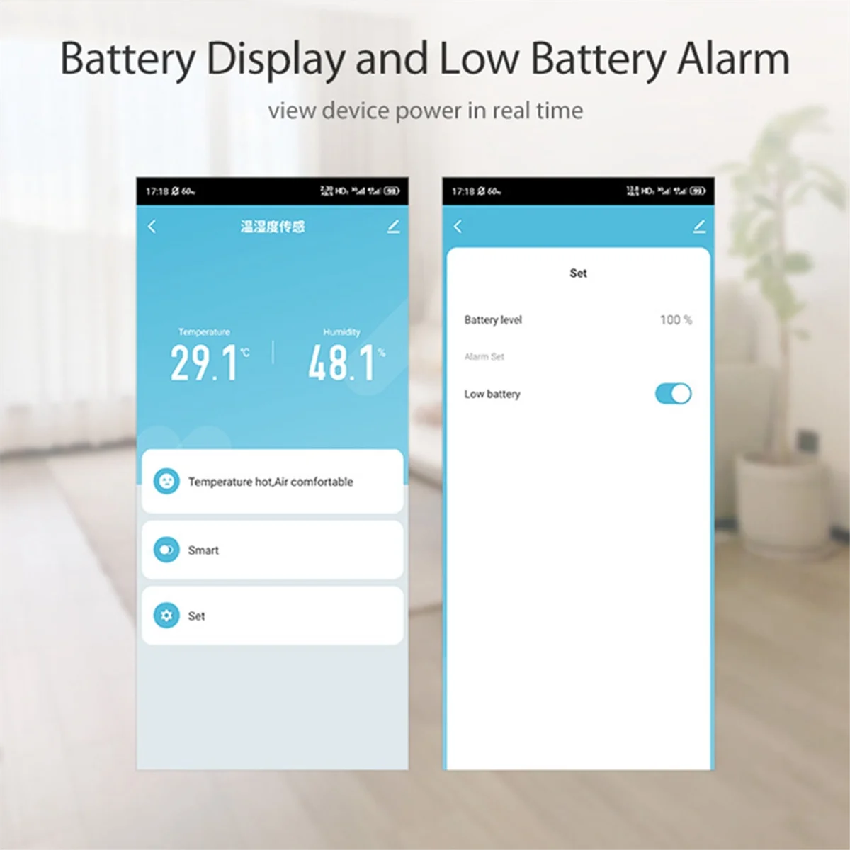 

WiFi Hygrometer Thermometer Sensor Smart Temperature Humidity Monitor, Home Kit Voice Control Support and TUYA APP