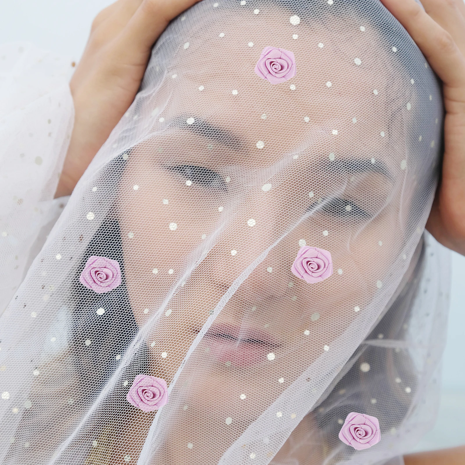 

100 Pcs Ribbon Polyester Fabric Artificial Flowers Clothes Decorative DIY Garment Accessories