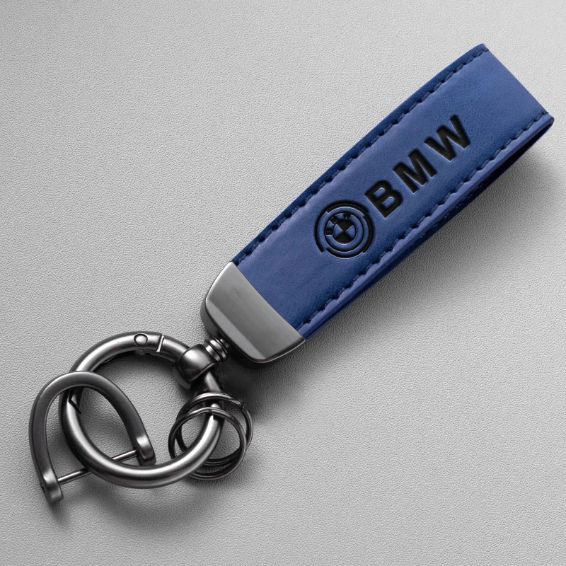 Fashion Leather Car Keychain Key ring Embossing Process For BMW 50th F12 F13 F30 E60 E65 E66 E63 F01 F02 X1 X3 4 5 6 7 Series view 4