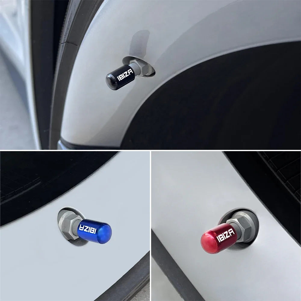 4PCS Car Wheel Tire Valve Cap Tyre Cover Auto Accessories For Seat Ibiza 6F 6L 6J 2011 2010 MK3 6K 2018 IV 2003 2023 MK4 ST Knob