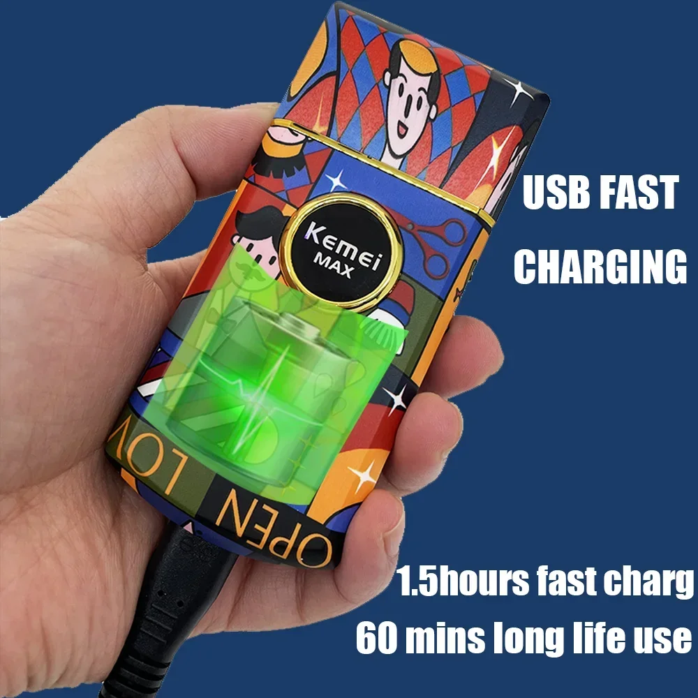 Kemei KM-RS7098 Титановая двойная фольга сабельная бритва Профессиональная парикмахерская электрическая мужская бритва с рисунком граффити