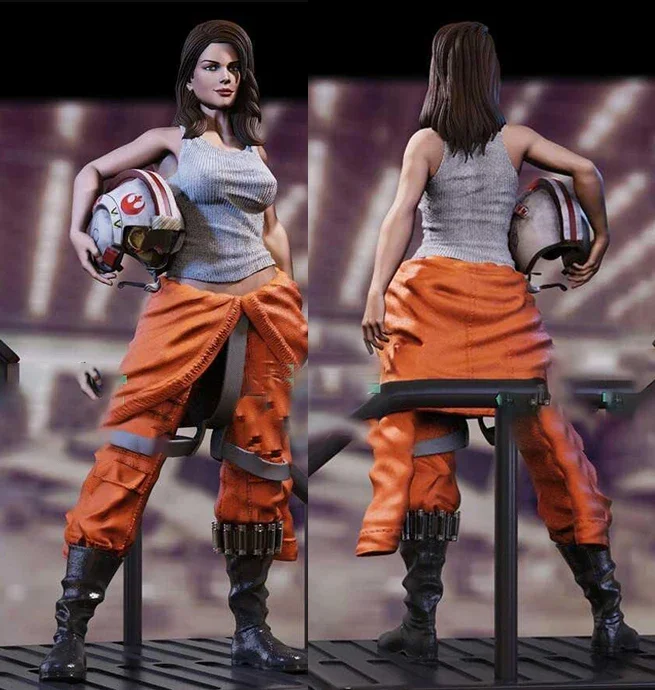 1/24 75mm 1/18 100mm Resin Model Kits Female Pilot Figurine Unpainted Painted RW-245
