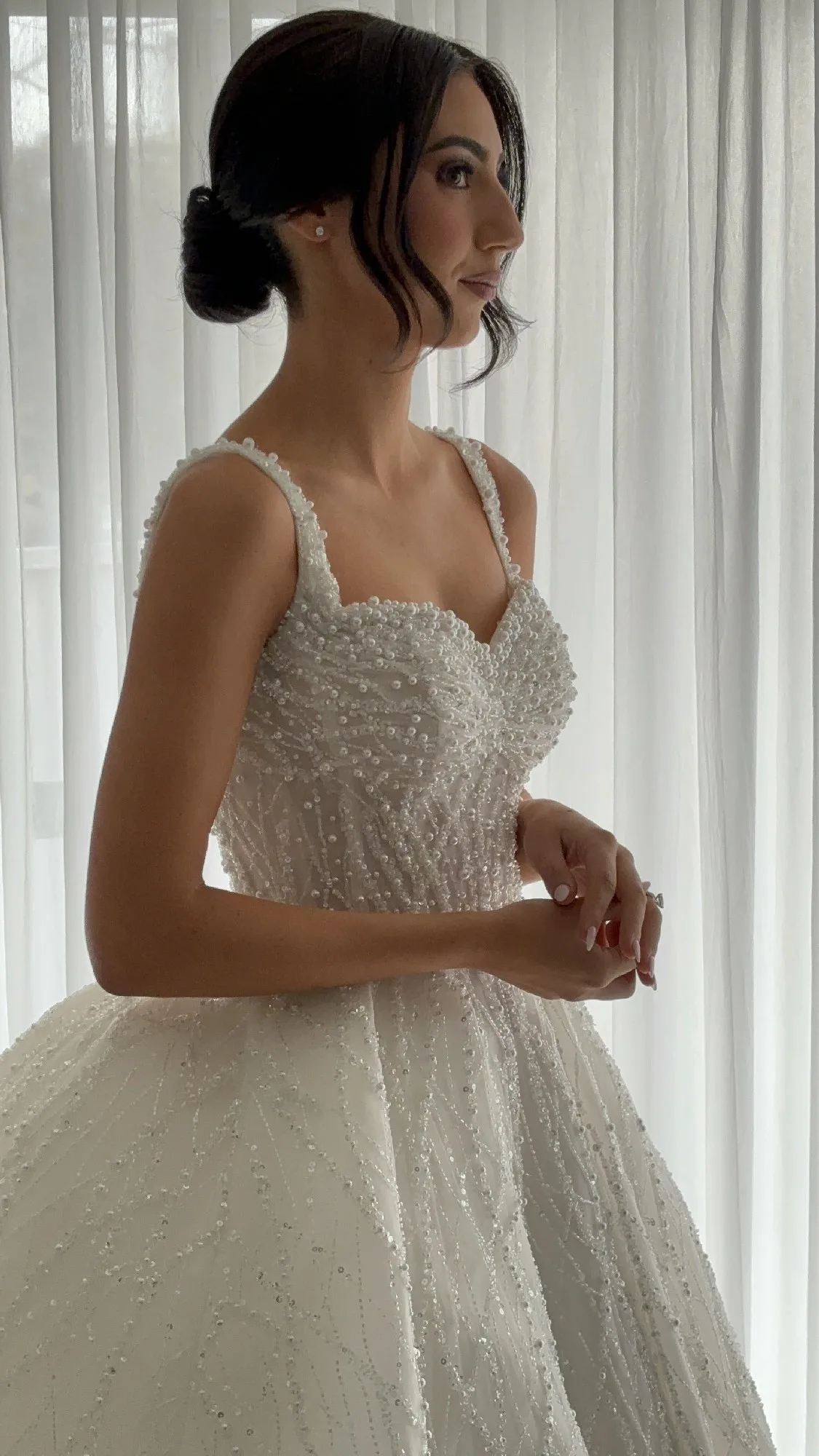 Robe de mariée princesse blanche sur mesure, élégante et luxueuse, avec bretelles, décolleté cœur, perles et sequins, Vestido De Novia