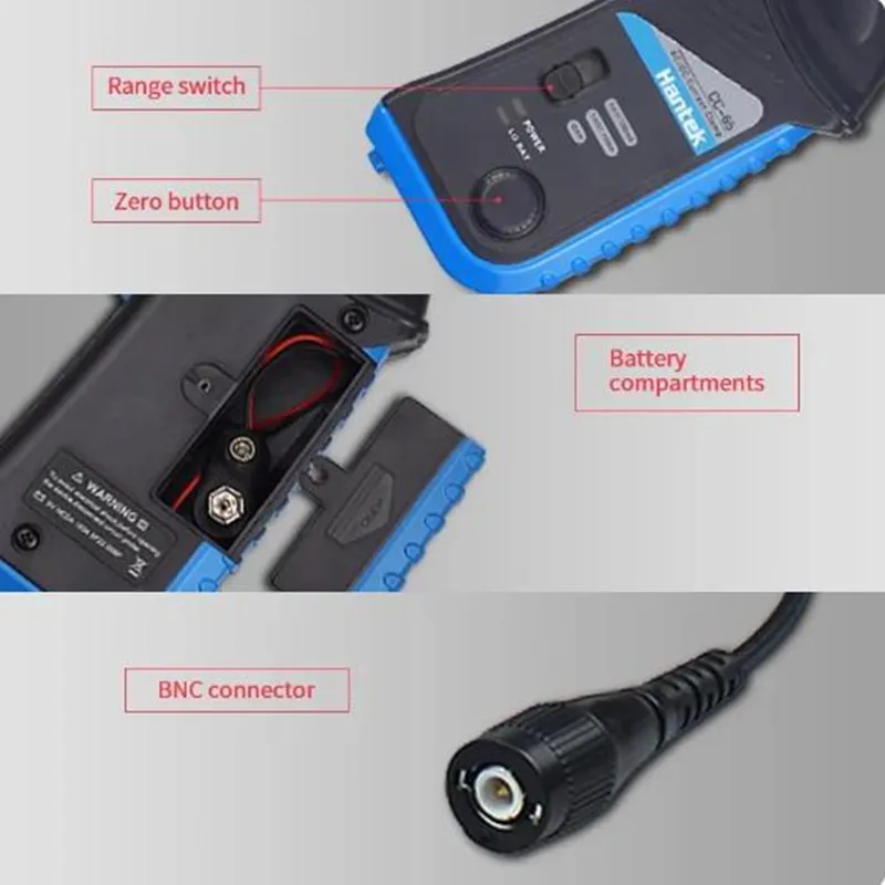 Oscilloscope CC65 CC650 AC/DC Current Clamp Probe 20KHz/400Hz Bandwidth 1mV/10mA 65A/650A with BNC Plug Applicable 1008C