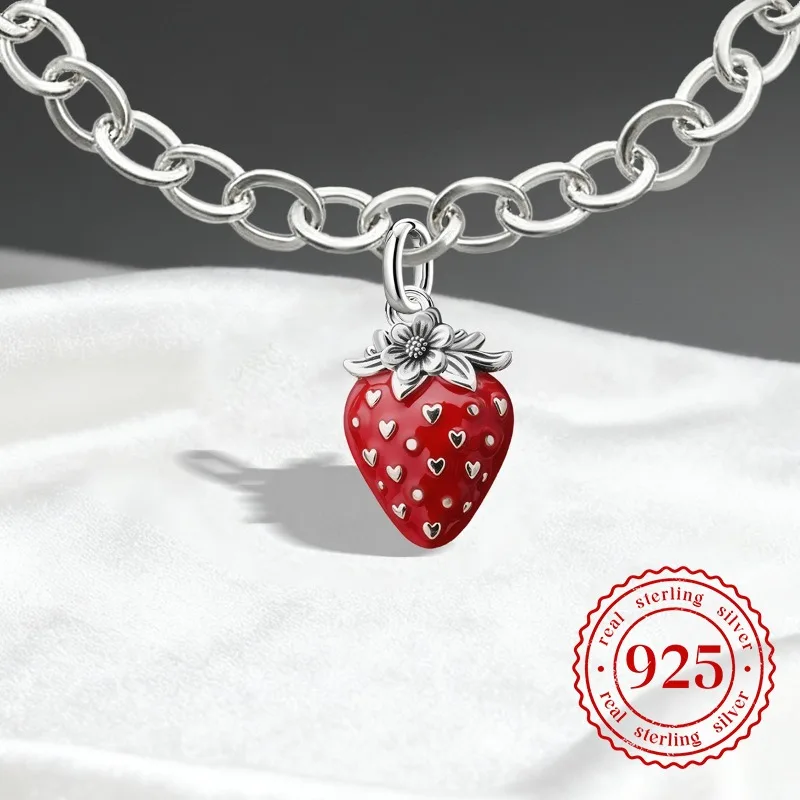 

Винтажные подвески из стерлингового серебра 925 пробы JamesAvery, клубничные подвески, бусины, подходят для оригинального браслета, ожерелья, ювелирные изделия своими руками