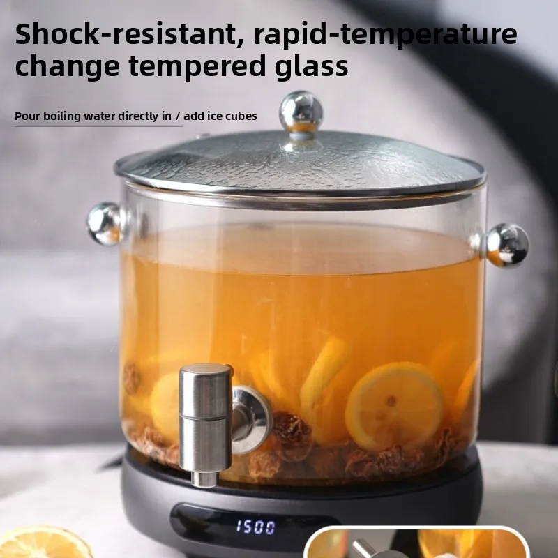 Dispensador de Agua Nórdico de Vidrio con Grifo, Jarra de Gran Capacidad Resistente al Calor para Té Helado, Jarra para Frigorífico, Jarra para Limonada Fría