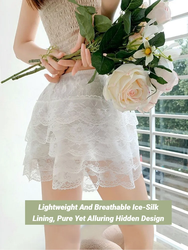 Women'S Casual Shorts Summer Korean Version Versatile Outerwear Fashion Leggings  Floral Lace Safety Pants Women Petticoa Loose