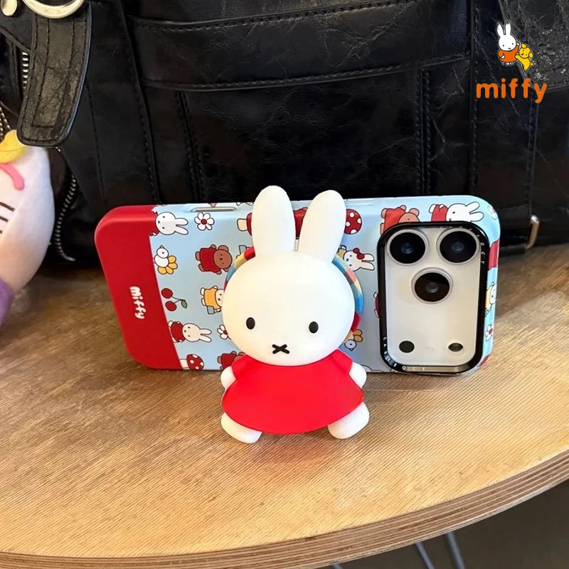 

Kawaii Miffy чехол для телефона подходит для Iphone 17, 16, 15, 14, стереоскопический магнитный держатель с рисунком кролика, чехол для телефона с защитой от падения, подарки