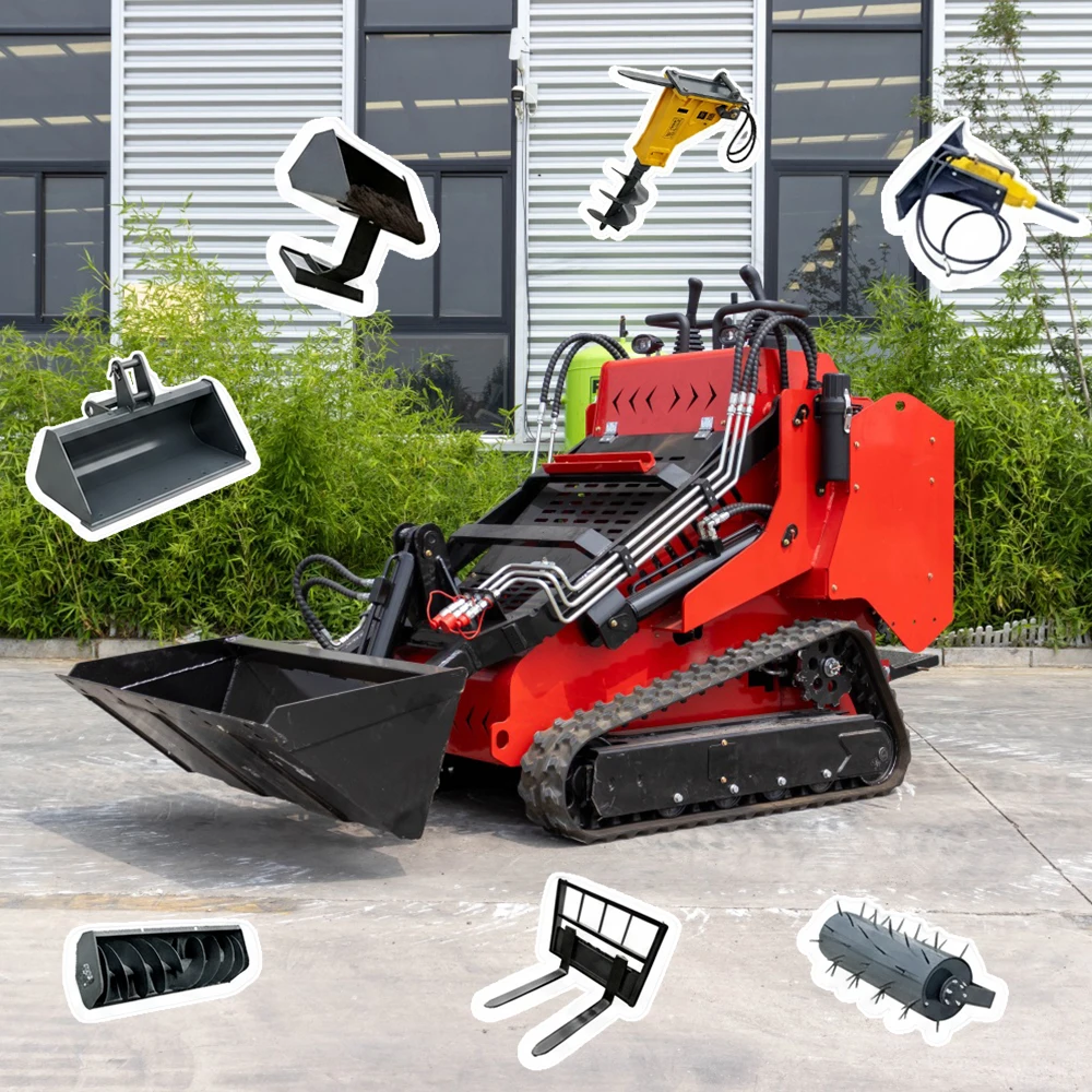 Free Shipping Small Cheap Skid Steer Diesel Loader With Bucket Different Attachment Skidsteer Bagger Mini
