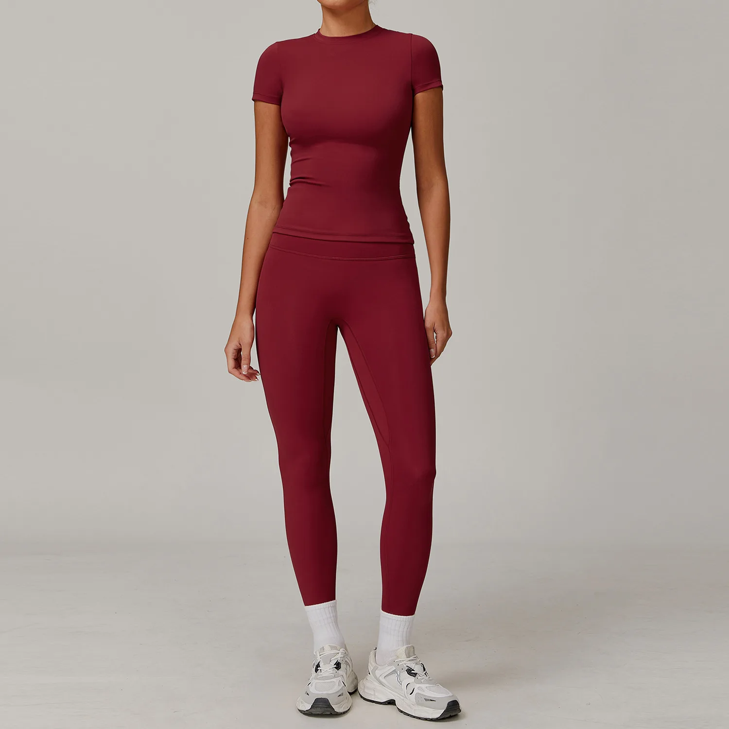 Vrouwen Yoga Set 2 STKS Workout Set Sportkleding Gym Kleding Fitness Lange Mouw Hoge Taille Legging Fietsbroek Sportpakken