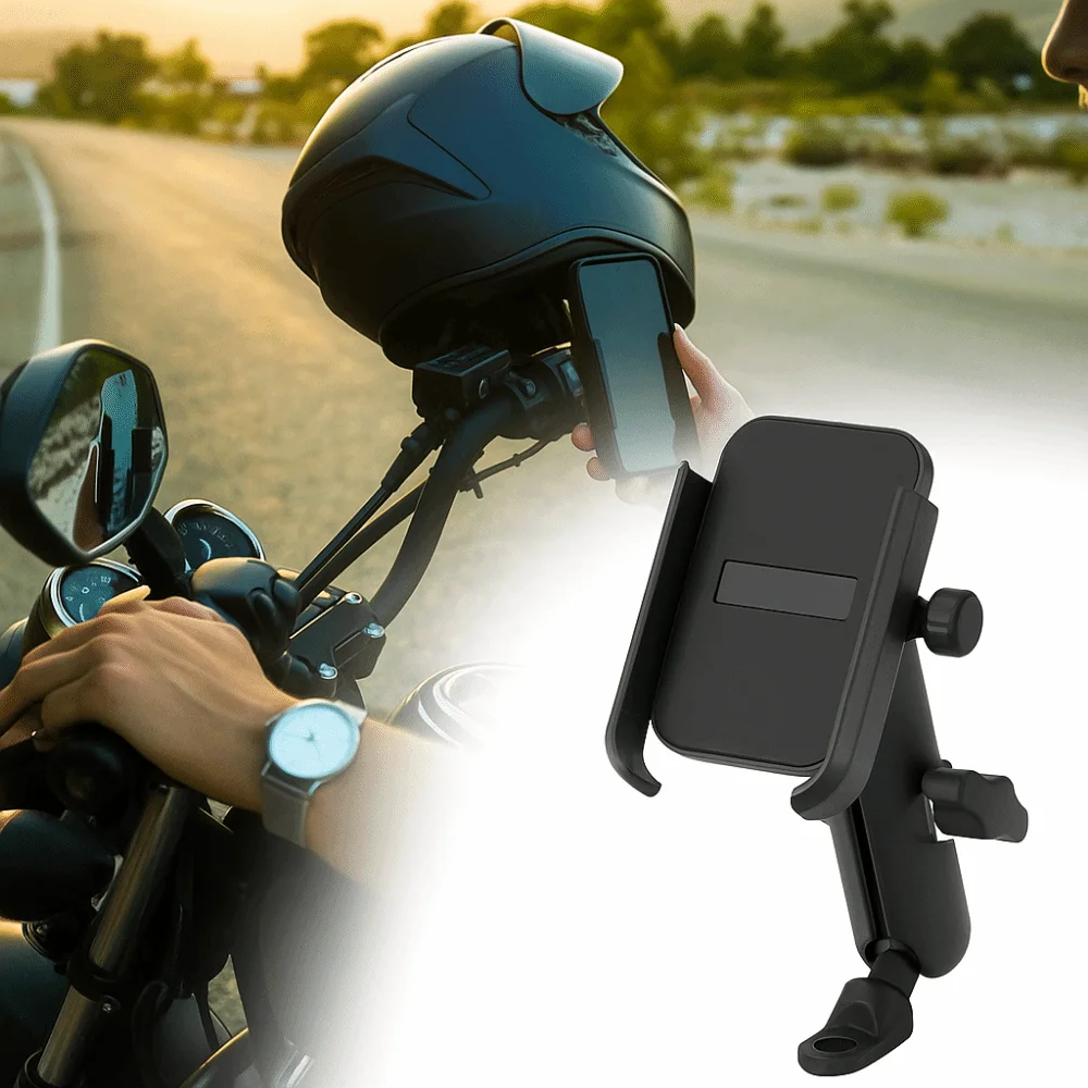 Aluminum Alloy Moto Bicycle Rearview Mirror Bracket Support Bracket Shockproof Cell Phone Stand Non-slip Adjustable