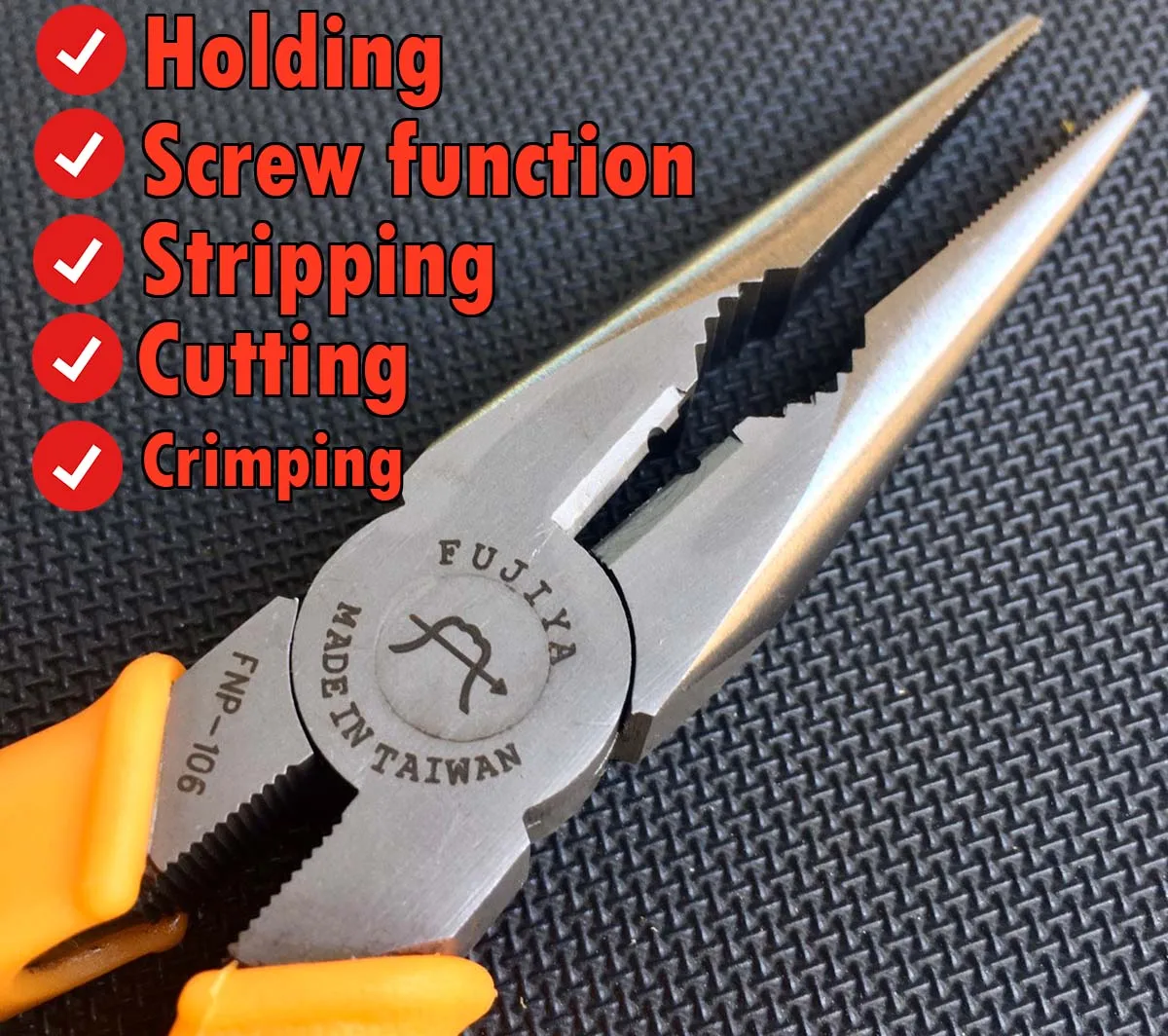 Japanese Type Industrial Grade Multifunction Long Nose Pliers Serrated Cutting CR-V Alloy Steel Soft Grip Plastic Handle Spray