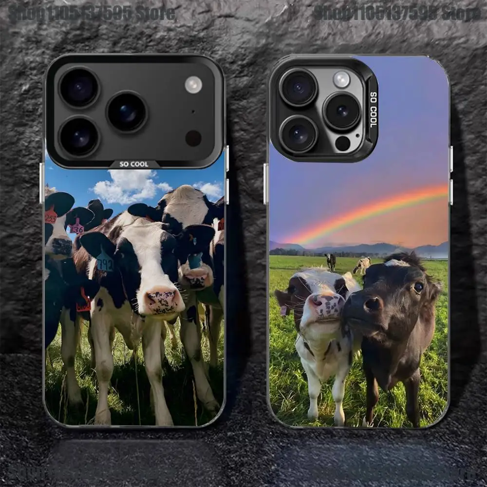 

Чехол для телефона Lovely Cute Cow Cows OX для iPhone 17,16,15,14,13,12,11,Pro,XS,Max,Plus,Mini,SE4,E, черный матовый противоударный чехол