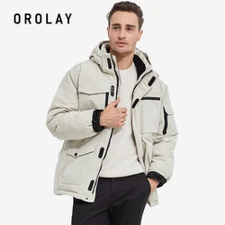 Orolay-Veste Parka Chaude pour Homme, Manteau d'Hiver avec Poignées, Capuche Amovible