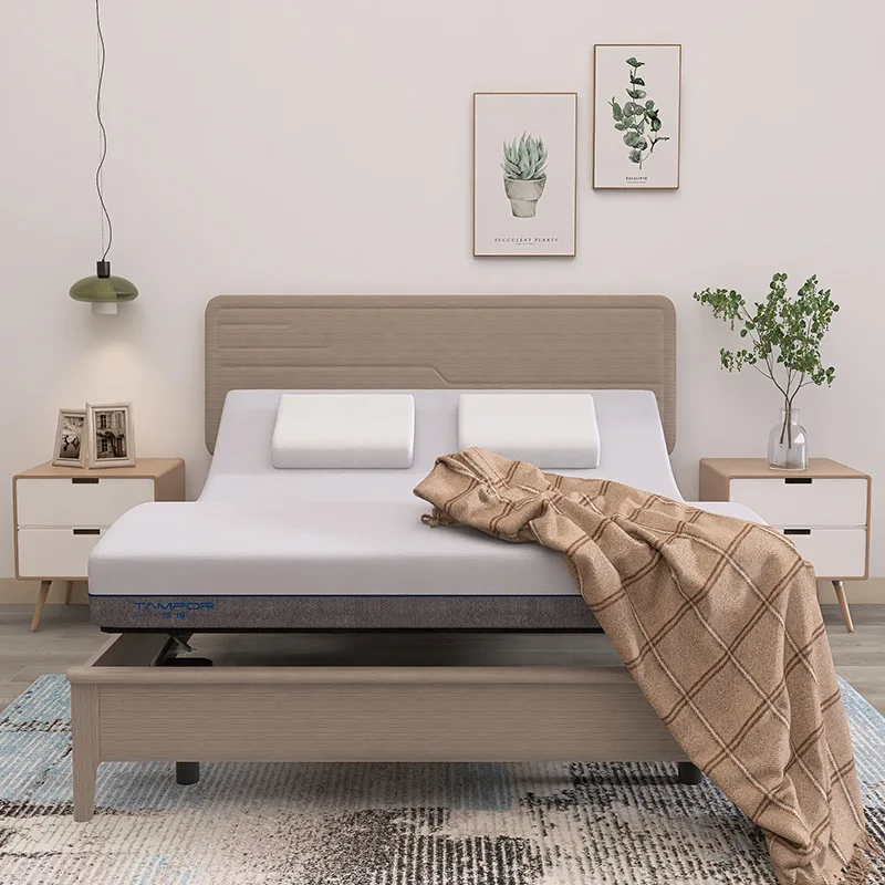 Letto intelligente camera da letto principale letto matrimoniale luce di lusso multifunzione 0 pressione materasso elettrico sollevamento integrato