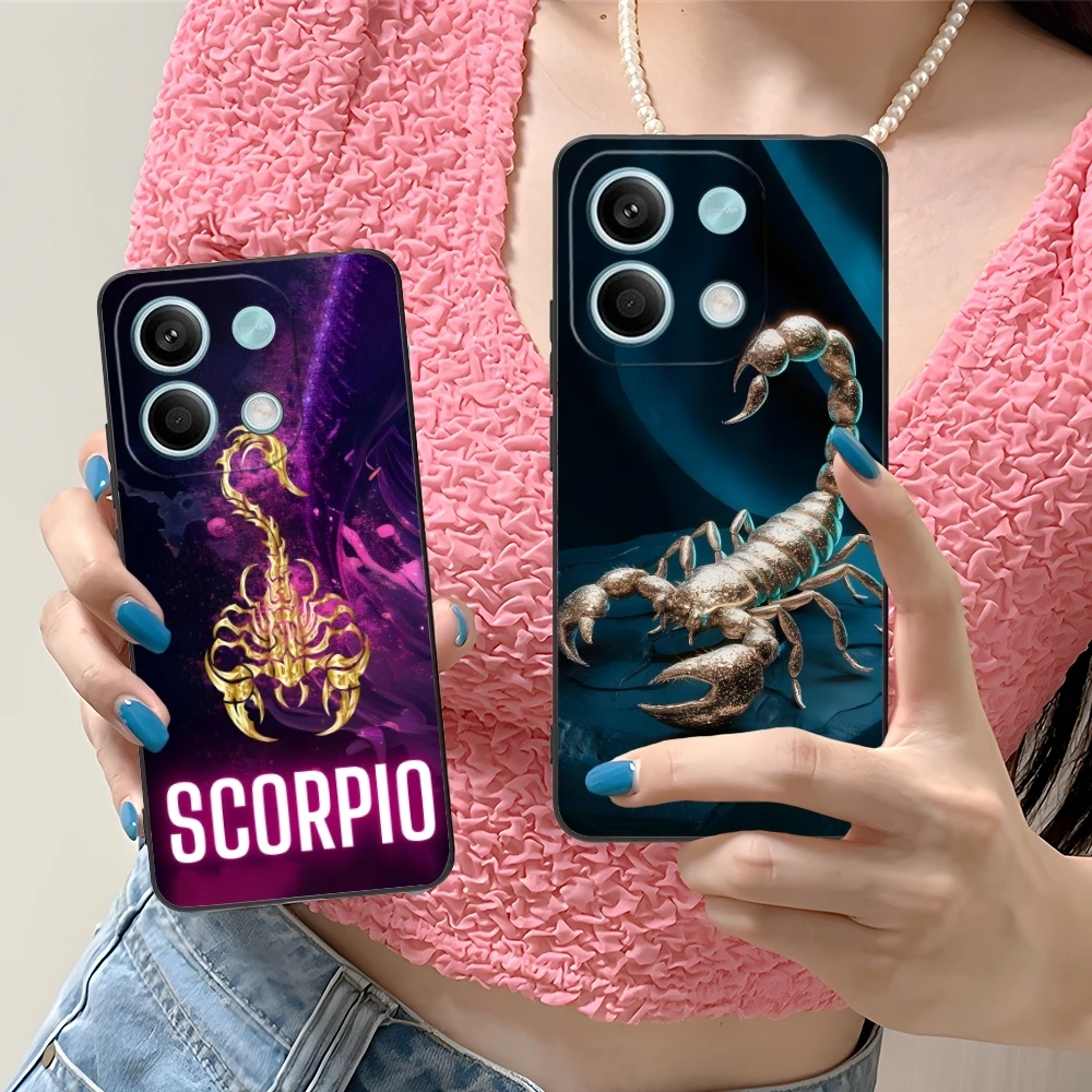 Colored Golden Scorpio Mobile Cell Phone Case for Xiaomi Redmi Note 13 12 11 10 9 8 7 6 S A Pro Lite Plus 5G Black Cover Shell