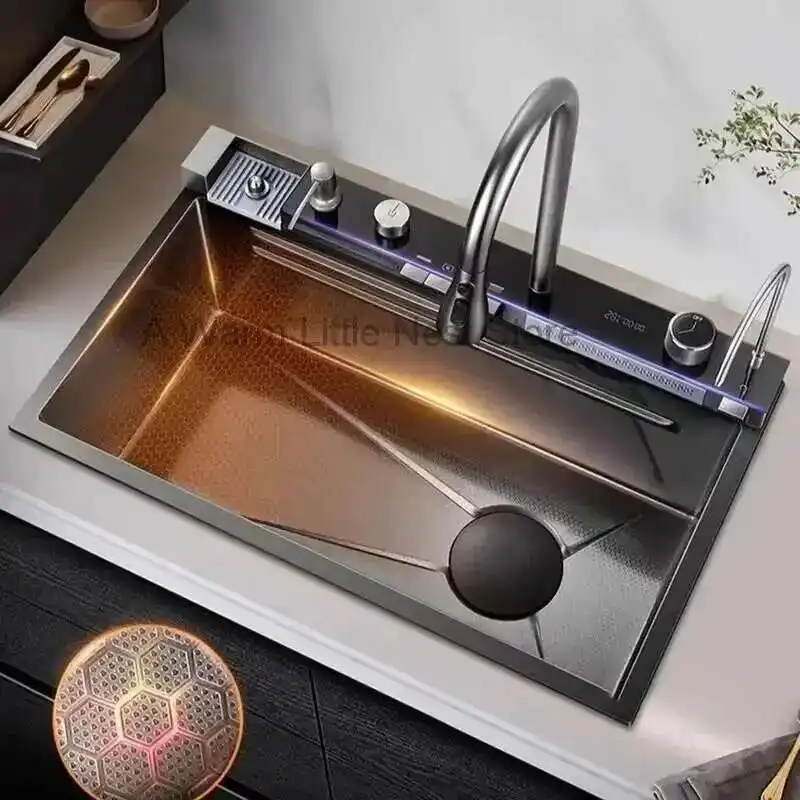 

Metal Italian Kitchen Sinks for Home Multifunctional Single Sink Countertop Sink Luxury Creative Kitchen Sink for Restaurant