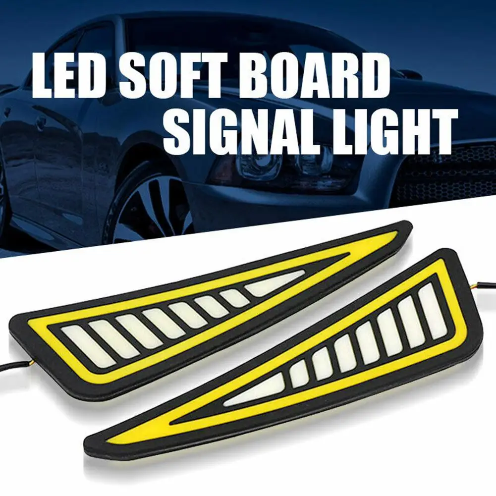 

Car Led Daytime Running Lamp Cob Driving Turn Signal Two-color Bendable High-power Super-bright Bumper Light Strip