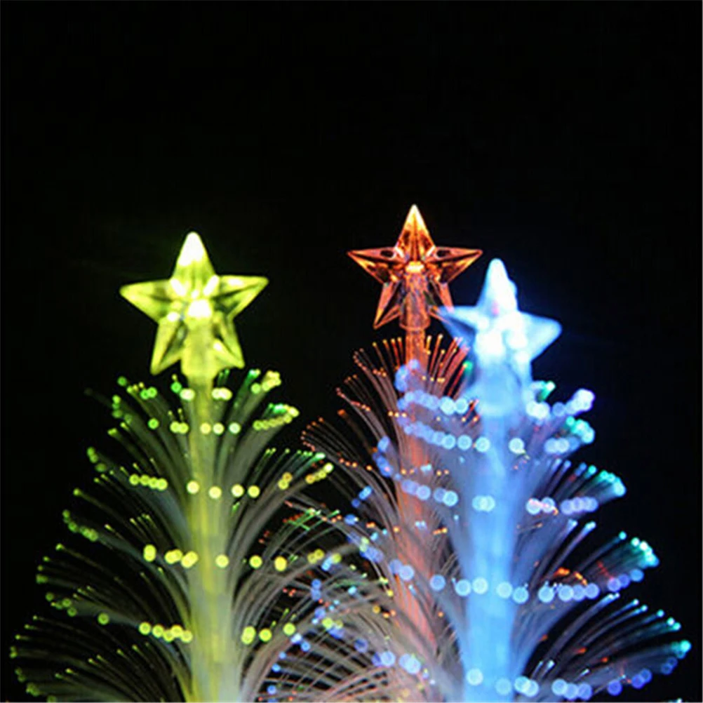 Christmas Tree Lamp Light Colorful LED Fiber Optic Nightlight Mini Christmas Trees Bottle Brush Trees Tabletop Crafting DIY