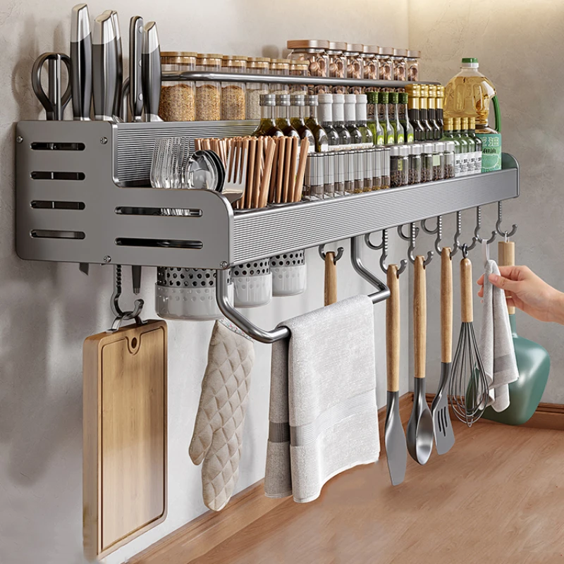 Italian Kitchen Spice Rack Household Punch-Free Multifunctional Wall Mount Seasoning Rack