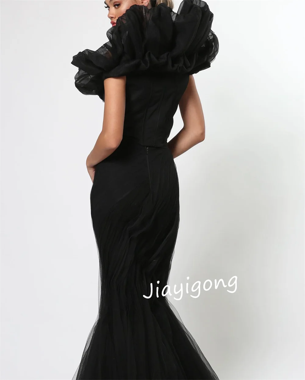 Customized Retro Jersey Pleat Trumpet Off-the-shoulder Long Dresses Bespoke Occasion Dresses Elegant Saudi Arabia